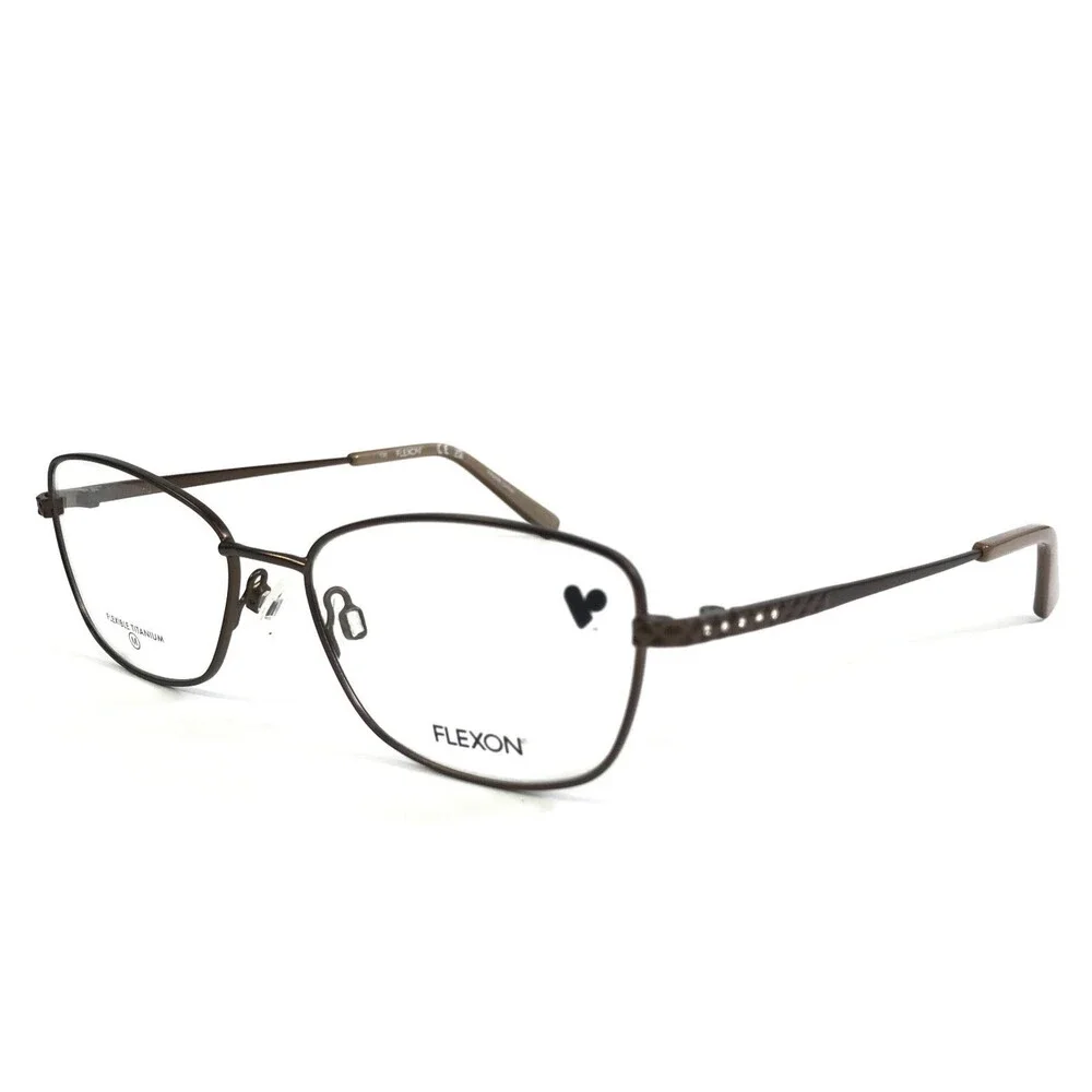 Flexon Eyeglasses Frames W3044 203 Satin Coffee Crystals Titanium 52-16-135